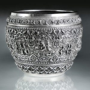 Offering Bowl, 1853 Lower Burma, Sama Jataka, ‘1215, 7th July. Mr Lon Thar’s silver bowl’